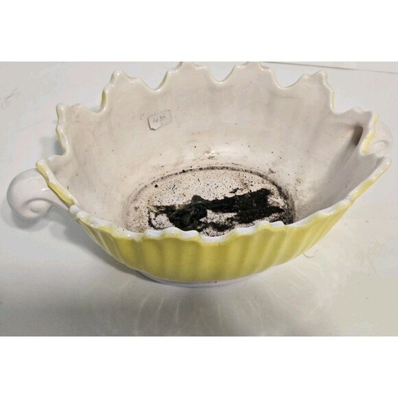 Fitz and Floyd 1975 Saffron Handled Scalloped Bowl MCM Rare Vintage - Picture 3 of 4